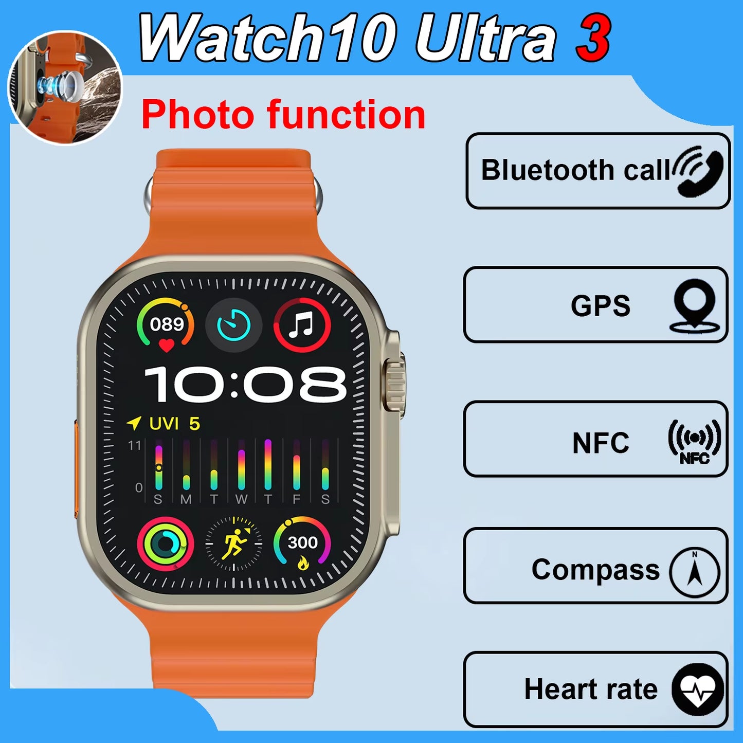 2025New Smart Watch Photo Function GPS NFC Bluetooth Call Blood Pressure Health Heart Rate Waterproof Outdoor Sport Smart Watch