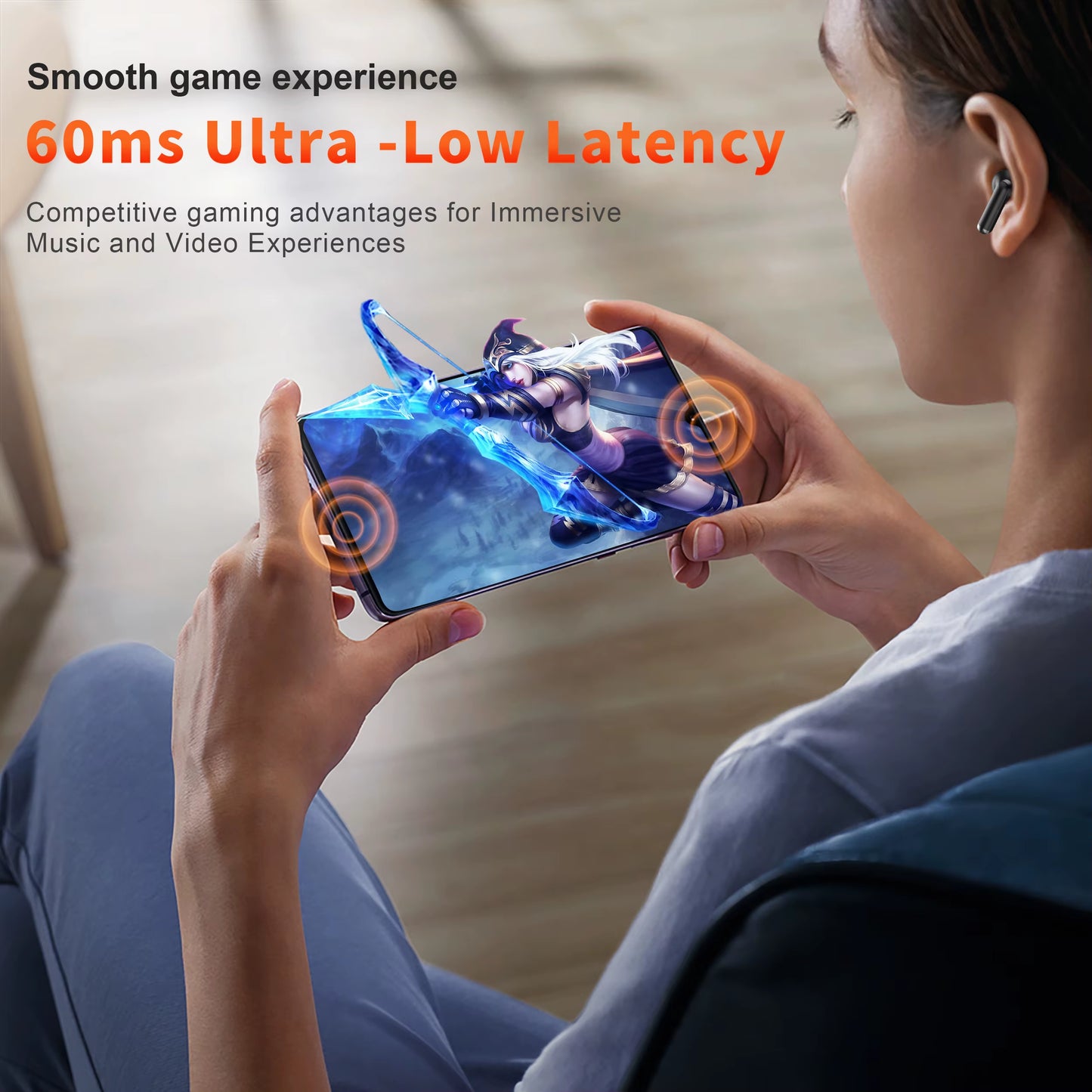 Wireless Headphone TWS Earphone Noise Reduction Dual Microphones ENC Bluetooth 5.3 Waterproof HI-FI Sound Bass Touch Contro