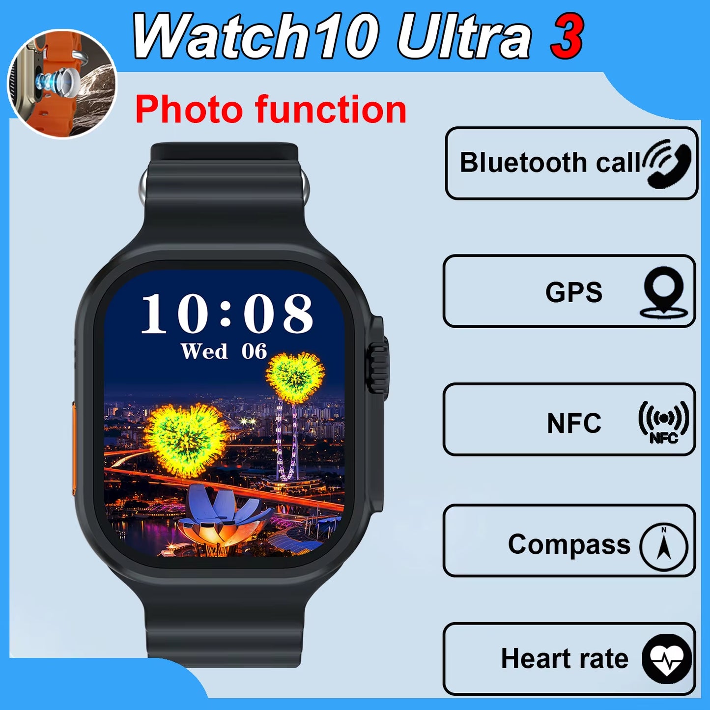 2025New Smart Watch Photo Function GPS NFC Bluetooth Call Blood Pressure Health Heart Rate Waterproof Outdoor Sport Smart Watch