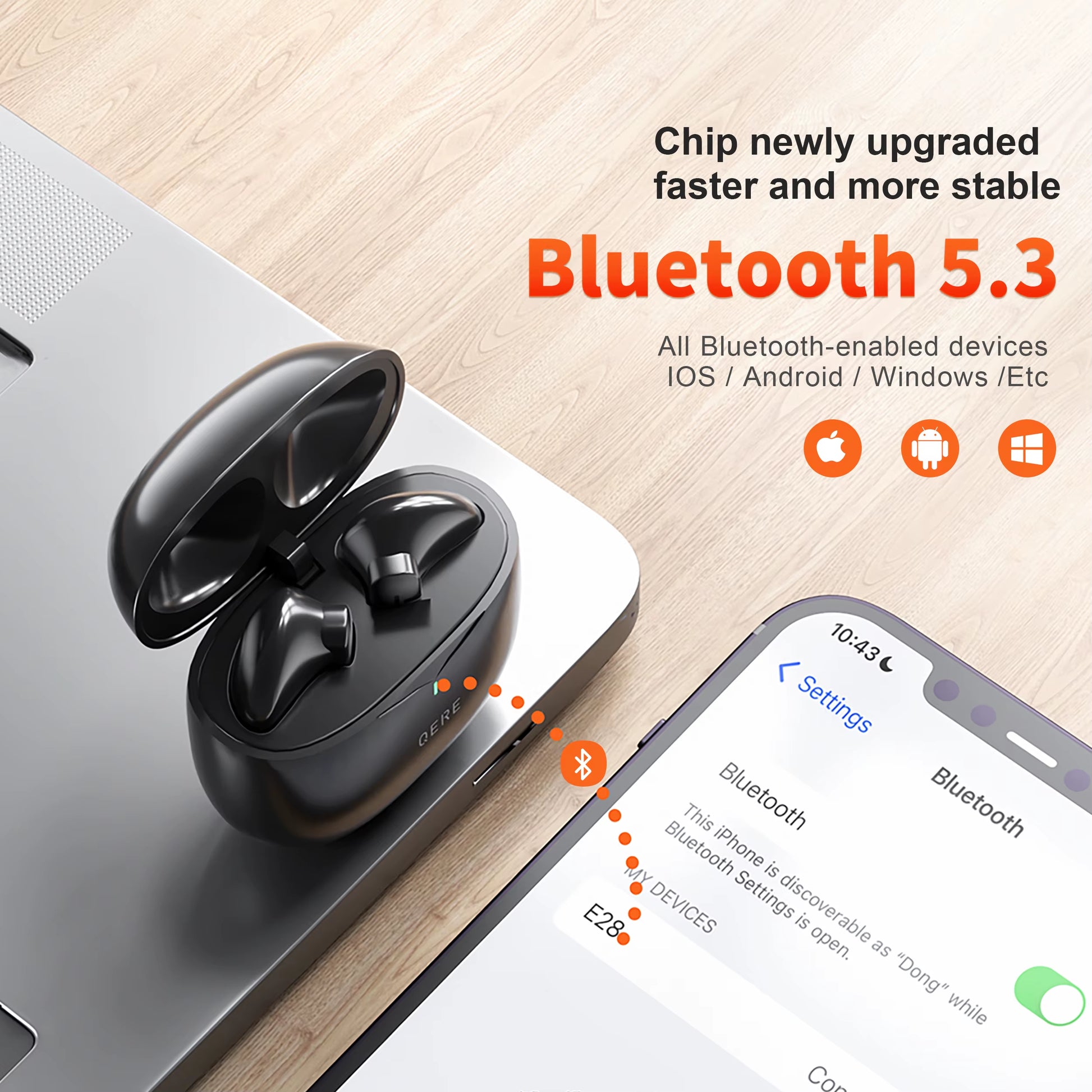 Wireless Headphone TWS Earphone Noise Reduction Dual Microphones ENC Bluetooth 5.3 Waterproof HI-FI Sound Bass Touch Contro