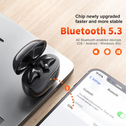 Wireless Headphone TWS Earphone Noise Reduction Dual Microphones ENC Bluetooth 5.3 Waterproof HI-FI Sound Bass Touch Contro
